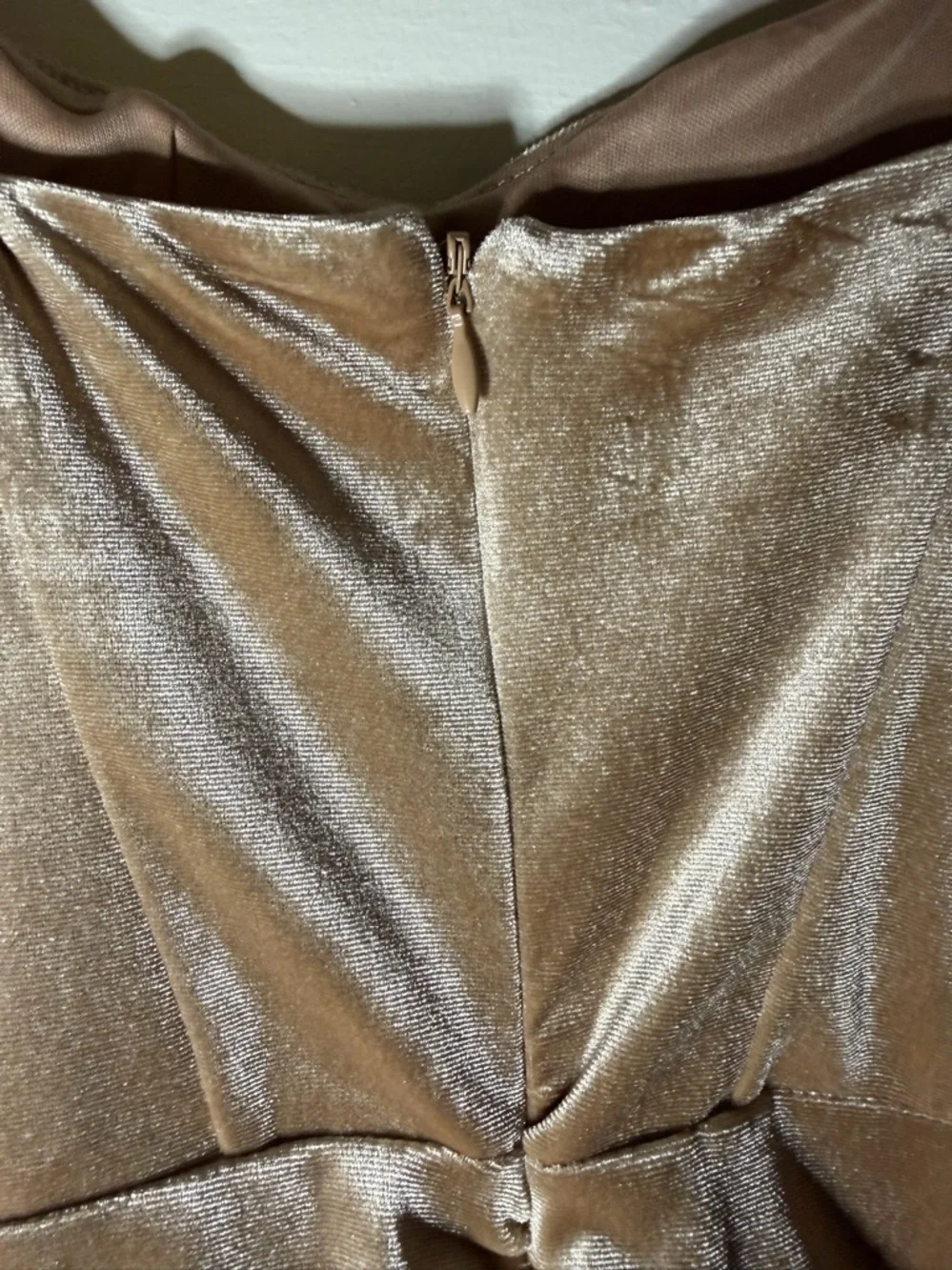Iris Champagne Velvet Ruched Mini Dress - Picture 3 of 4